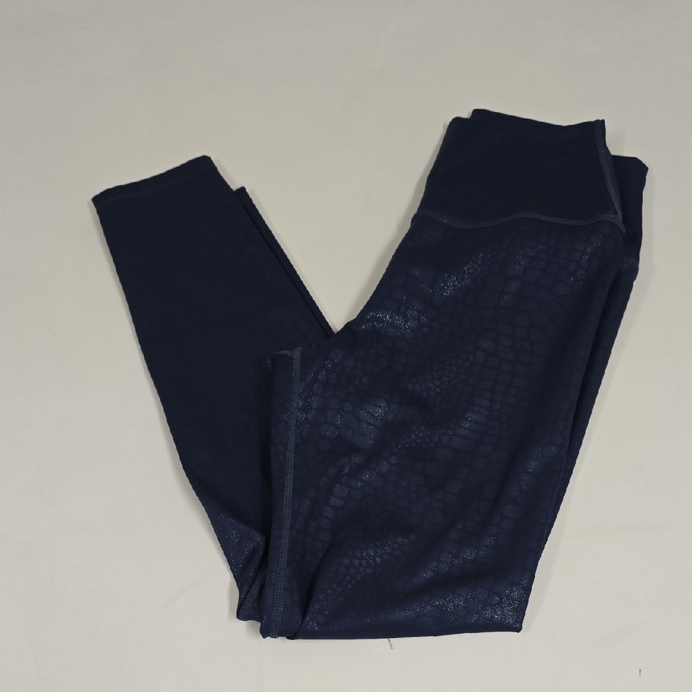 Carbon38 Small Navy High Rise Metallic Crocodile Print Leggings